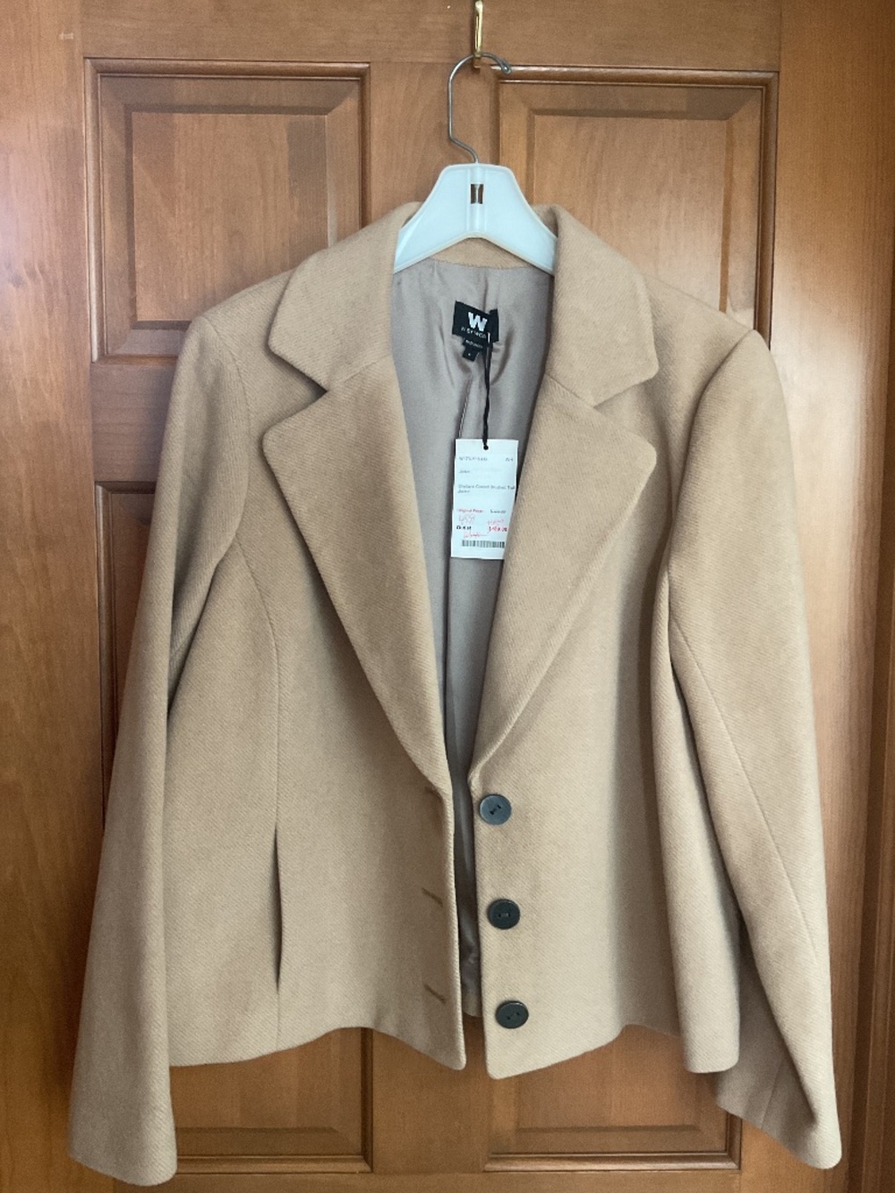 Women’s W By WORTH solid beige long sleeve twill jacket, size L,, New with tags
